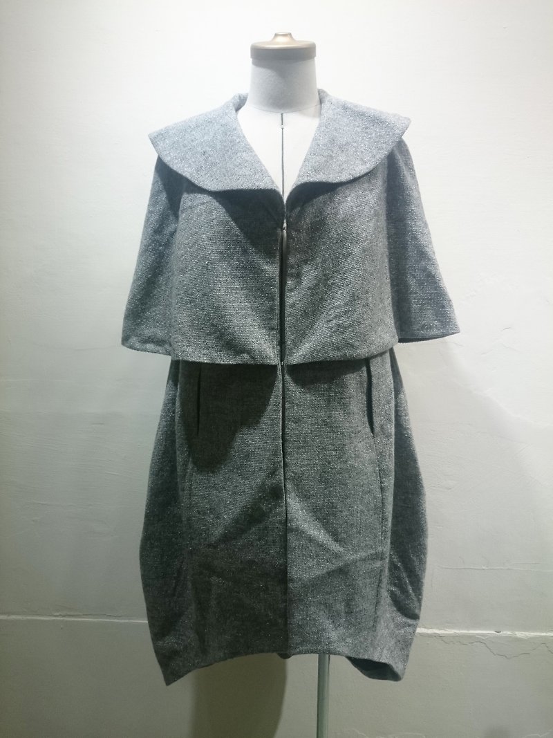 Sample sale 日本毛料鐘型大斗篷 銀河星光 - 外套/大衣 - 其他材質 灰色