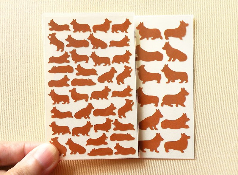 Corgi Stickers (2 Pieces Set) - Stickers - Waterproof Material Brown
