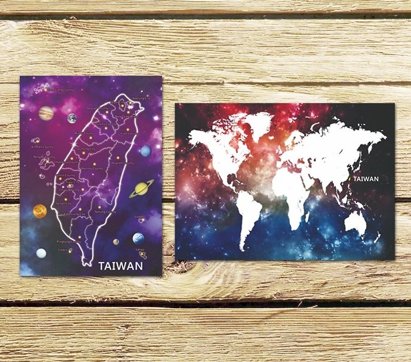 小惑星台湾＋小宇宙台湾ポストカードセット（2枚入り） - カード・はがき - 紙 パープル