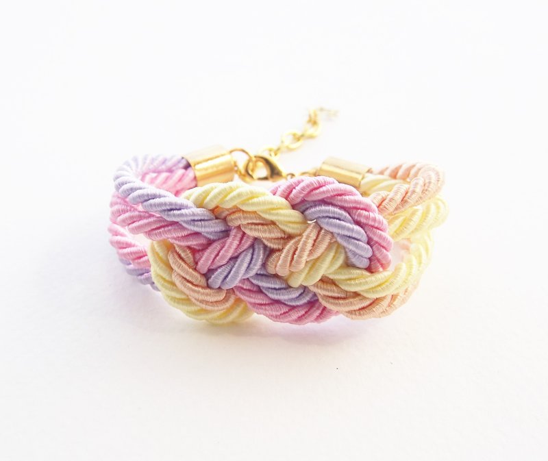 Light yellow / light pink / peach / lilac nautical rope bracelet - สร้อยข้อมือ - วัสดุอื่นๆ หลากหลายสี