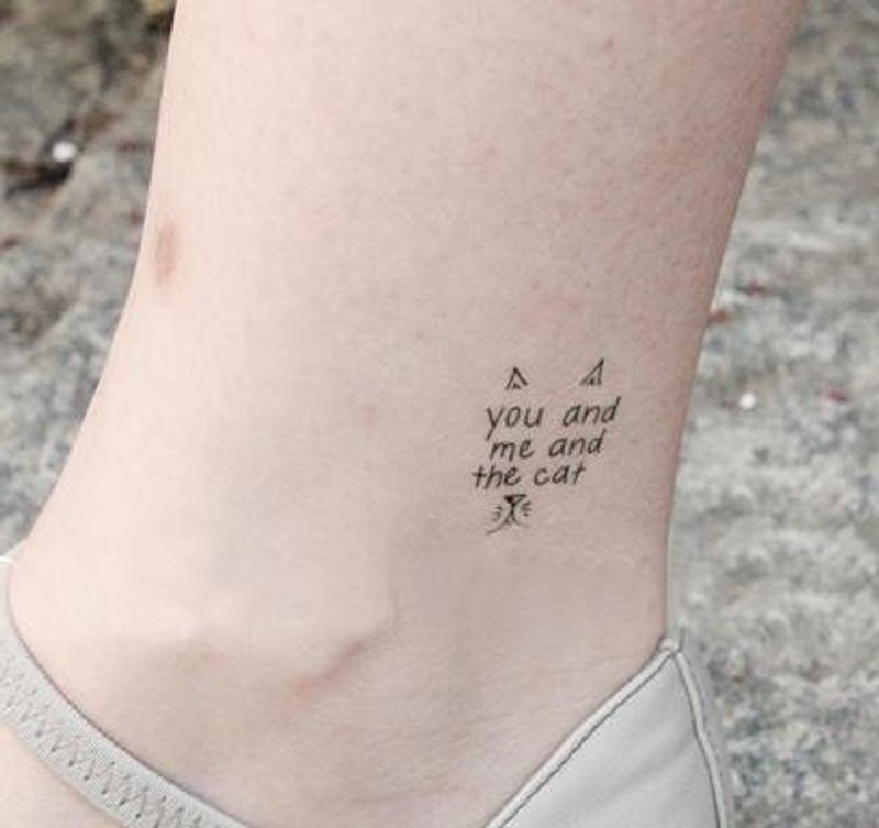 *tattoo* 你和我和一隻貓  情人節禮物 1組4張同款 - 貼紙 - 紙 黑色