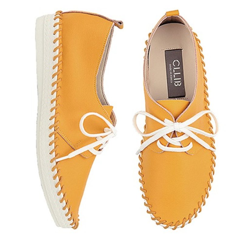 【Korean trend】SPUR PreN_Modern yellow slip ons HS4161 YELLOW - รองเท้าลำลองผู้หญิง - หนังแท้ สีเหลือง
