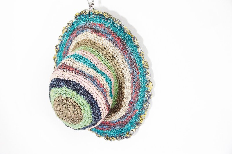 Line hand-woven cotton cap / knit knit cap - Lace - หมวก - พืช/ดอกไม้ หลากหลายสี