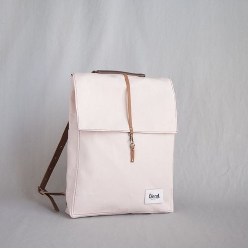 |100% handmade in Spain| Ölend Holden Fabric| Leather |Laptop bag  (Pale Rose) - กระเป๋าเป้สะพายหลัง - วัสดุอื่นๆ สึชมพู