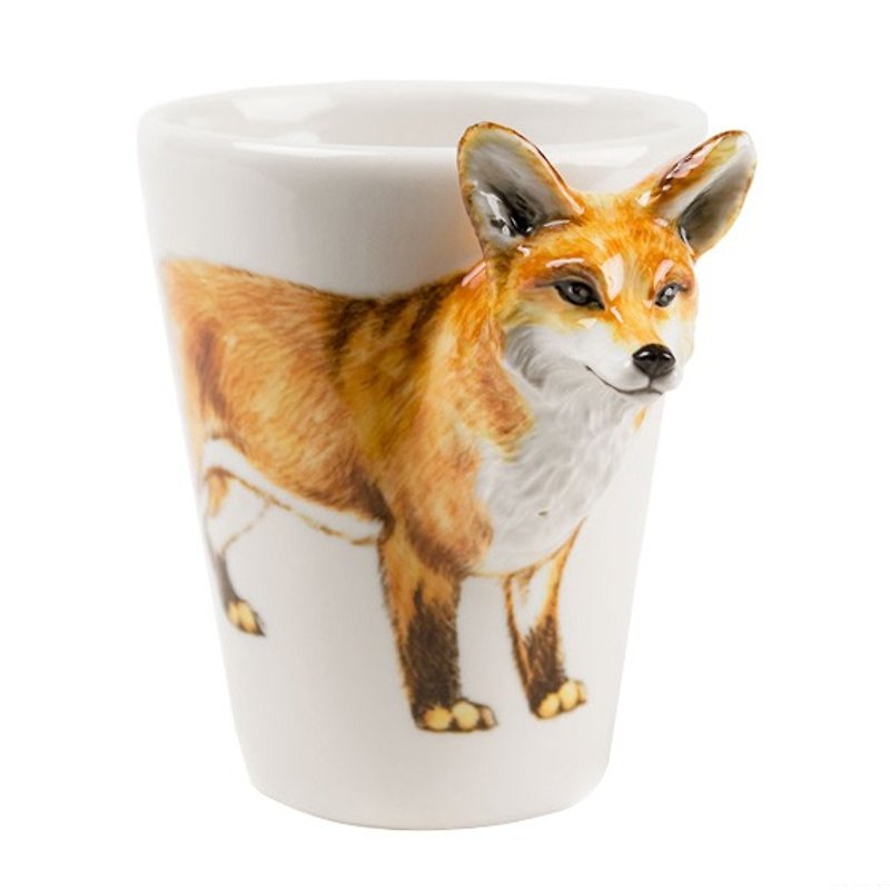 [MSA] Fox Mug Blue Witch British hand-painted ceramic cup mug Fox Carving - Mugs - Other Materials Orange