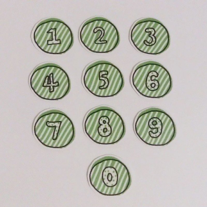 幸運數字貼紙－草綠　Green - 貼紙 - 紙 綠色