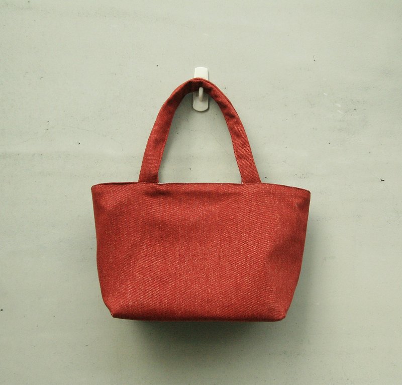 Small wine red tote bag - กระเป๋าถือ - วัสดุอื่นๆ สีแดง