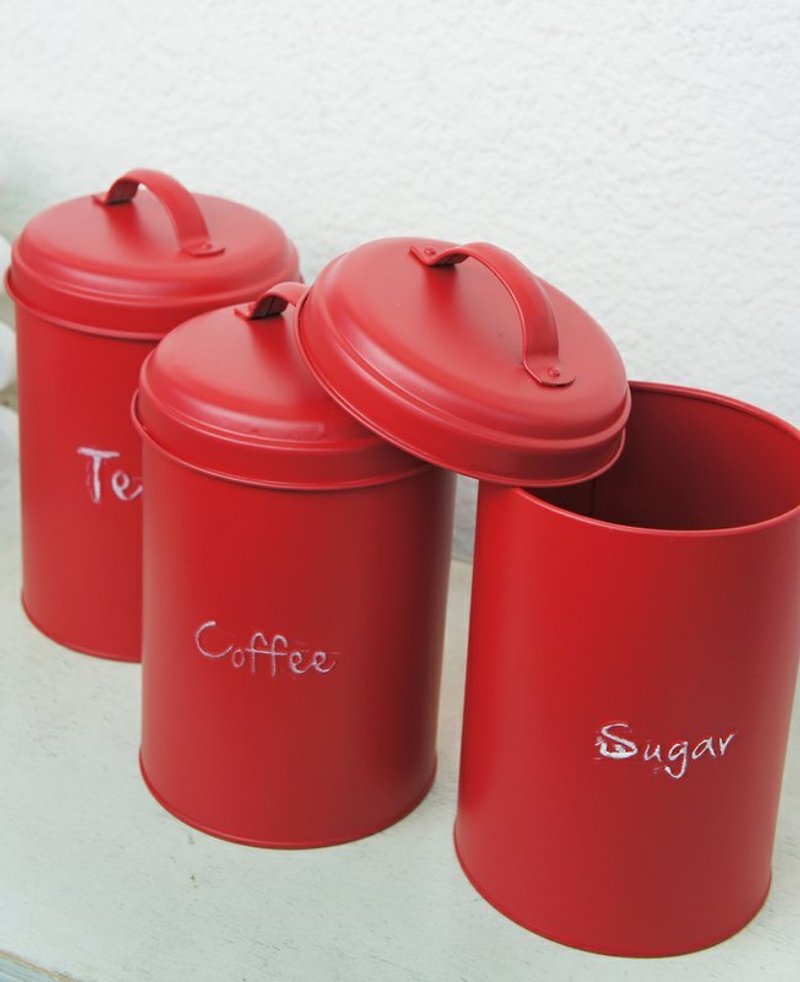Rainy Day special price: Tea Time Canister (3 a set) storage tanks for your coffee, tea, sugar (3 in one) - ถ้วย - โลหะ 