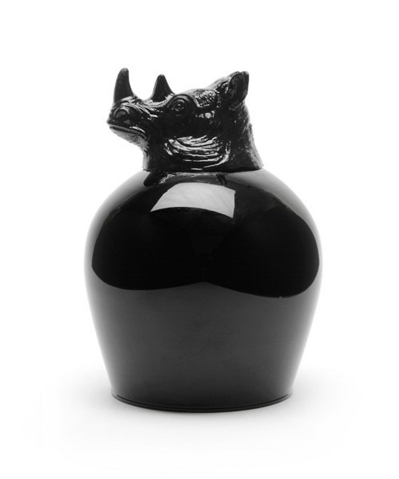 Japan goody grams animal wine glass Animal modeling wine glass Rhino Rhino - Teapots & Teacups - Glass Black