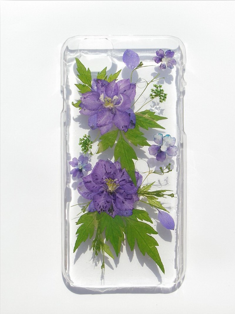 Pressed flowers phone case, iphone 6/6S, Delphinium, Part 1 - เคส/ซองมือถือ - พลาสติก 