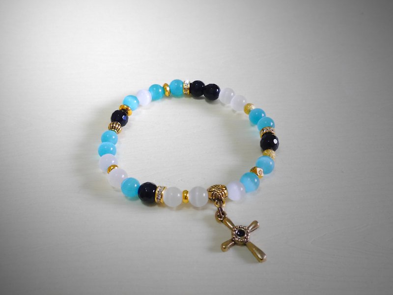 S & amp; A- Athens opal blue - beaded bracelet - สร้อยข้อมือ - วัสดุอื่นๆ สีน้ำเงิน