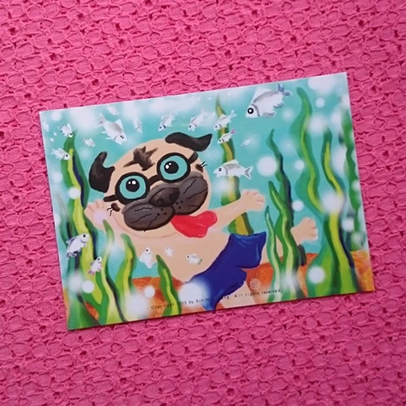 Pug Postcard-Summer - Cards & Postcards - Paper White