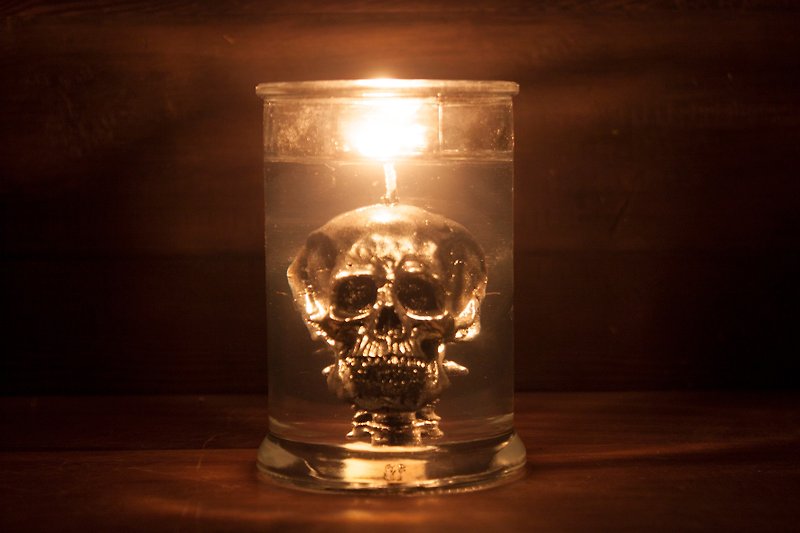 EYE LAB Collection - Silver Skull In Jar Candle - เทียน/เชิงเทียน - ขี้ผึ้ง สีดำ