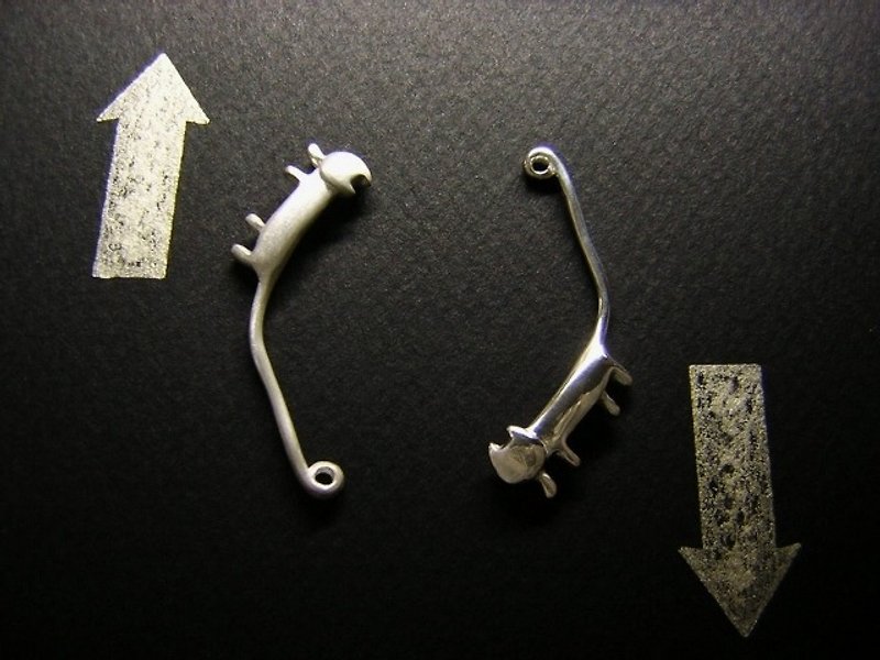miaow going up and down ( cat silver earrings 貓 猫 銀 穿孔耳环 ) - Earrings & Clip-ons - Other Metals 