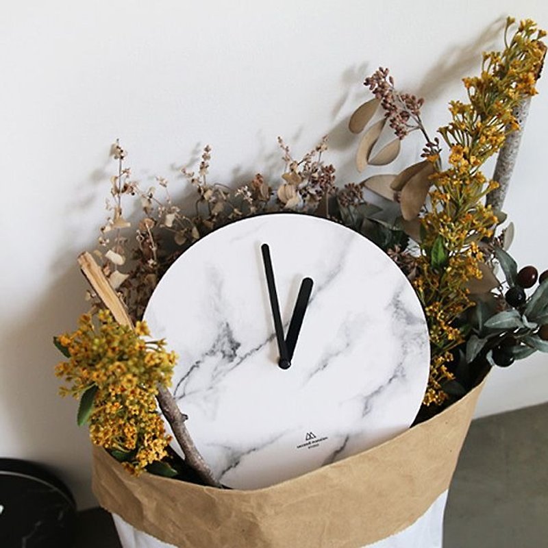Dessin x SECOND-MANSION- nature series Design wall clock - Marble (white), PLD67458 - นาฬิกา - พลาสติก ขาว