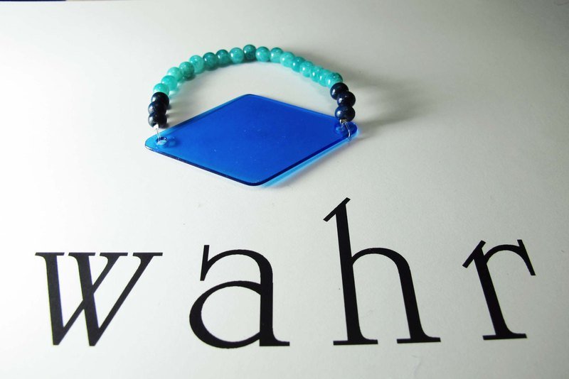 【Wahr】藍方格手鍊 - Bracelets - Other Materials Blue