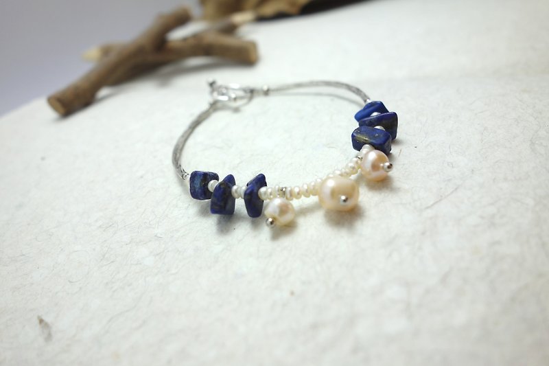 ◎ pearl bracelet*Lapis*Mediterranean duct chain - Bracelets - Gemstone Green