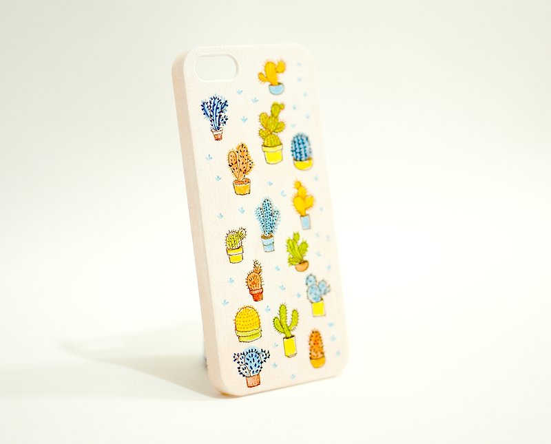 【仙人掌】Apple iPhone 5 &5s 純手繪保護殼（可客製化） - 手機殼/手機套 - 塑膠 白色