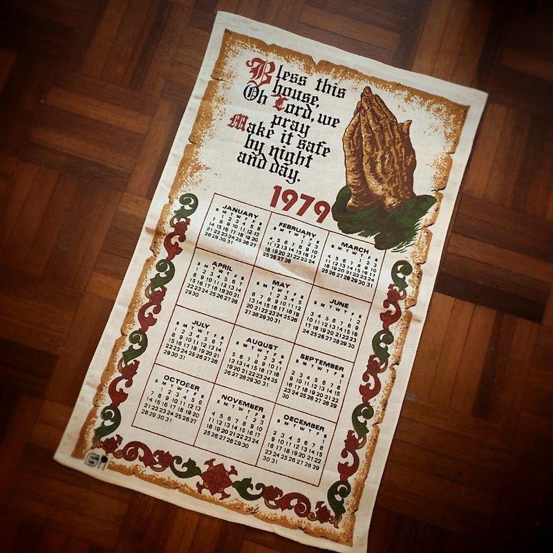 1979 美國早期布面月曆 pray - 壁貼/牆壁裝飾 - 棉．麻 多色