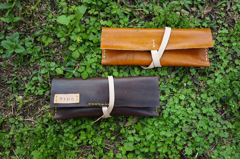 Well, Wen Qing pen _ genuine leather handmade Hand Dyed _ coke coffee / tea light pencil box _ _ _ leather _ leather pencil case Pencil - กล่องดินสอ/ถุงดินสอ - หนังแท้ 