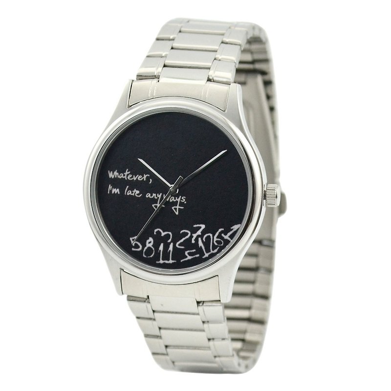 聖誕禮物 - 遲到又如何手錶(黑面) 配鋼帶- 中性 - 全球免運 - 女裝錶 - 其他金屬 灰色