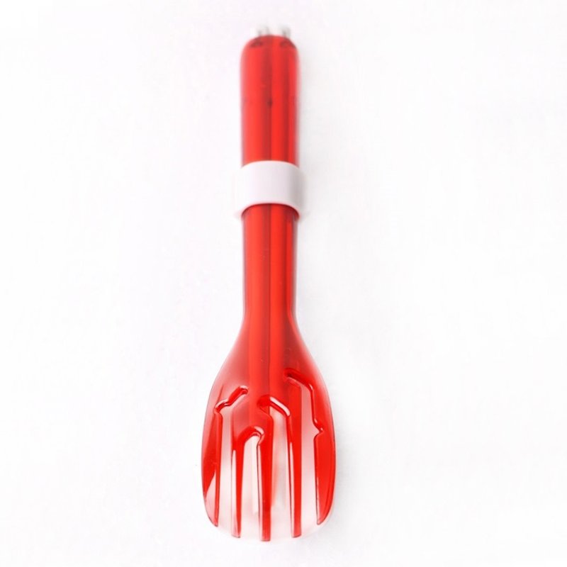 dipper 3合1SPS環保餐具組-莓果紅叉 - 筷子/筷架 - 塑膠 紅色