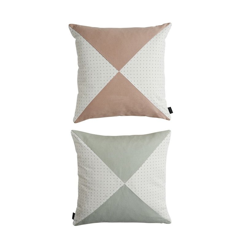 Square pillow color stitching - Rose Brown + mint ash | OYOY - Pillows & Cushions - Cotton & Hemp White