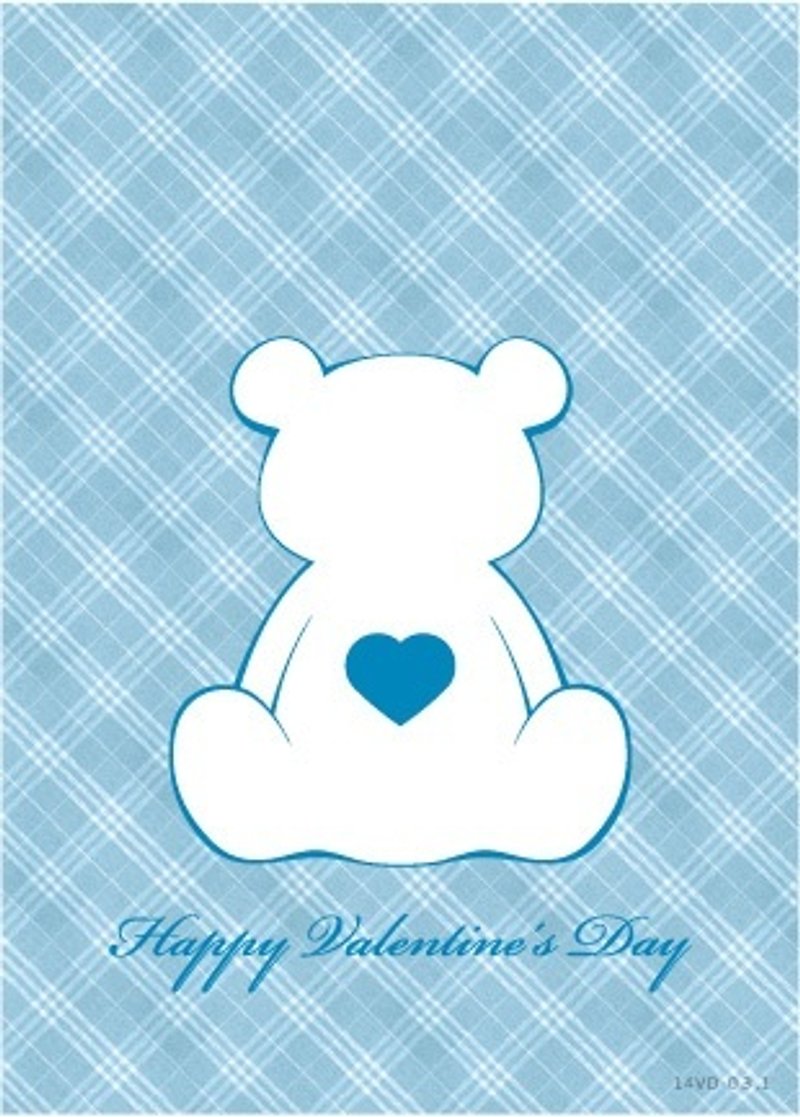 Kuka :: :: cat princess postcard - Plaid Bear (blue) Valentine's Card - Cards & Postcards - Paper Blue