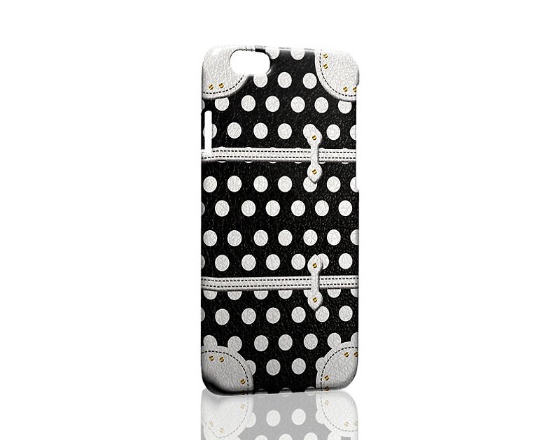 Black and white polka-dot luggage iPhone X 8 7 6s Plus 5s Samsung S7 S8 S9 mobile phone case - เคส/ซองมือถือ - พลาสติก สีดำ