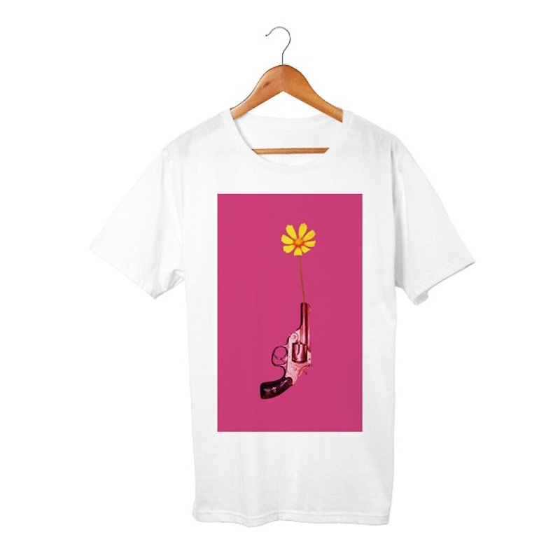 arrange flower # 3 T-shirt - เสื้อฮู้ด - ผ้าฝ้าย/ผ้าลินิน ขาว