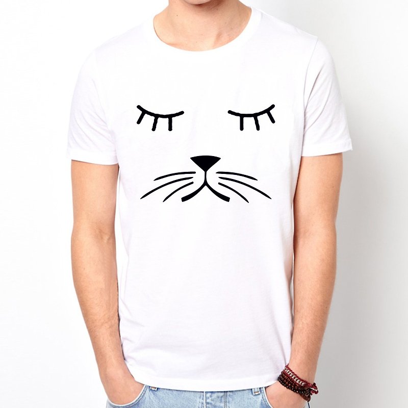 Whiskers Cat short-sleeved T-shirt -2 color whiskers, cats, dogs, dogs, animals, art, design, fashion, text, fashion - เสื้อยืดผู้ชาย - วัสดุอื่นๆ หลากหลายสี