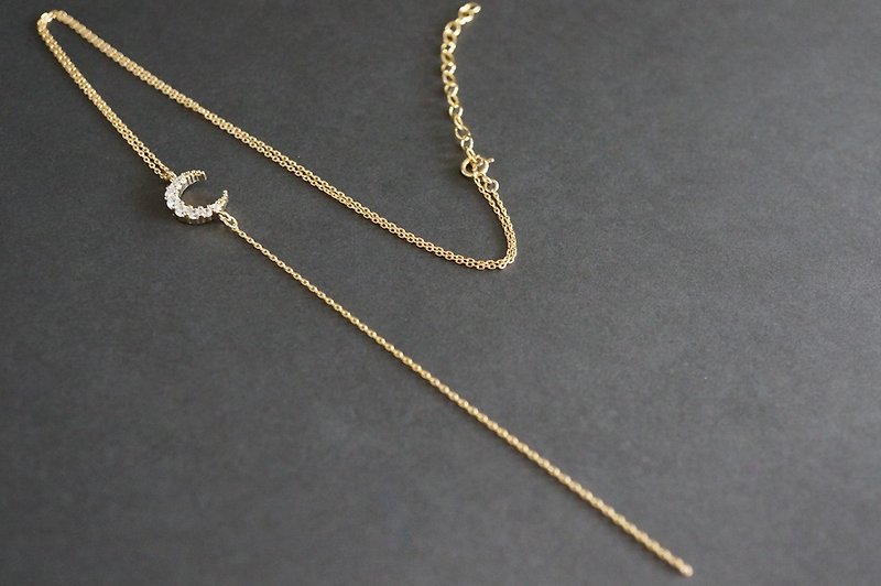 【14 KGF】 Y-Necklace, Crescent Moon - Necklaces - Other Metals Gold