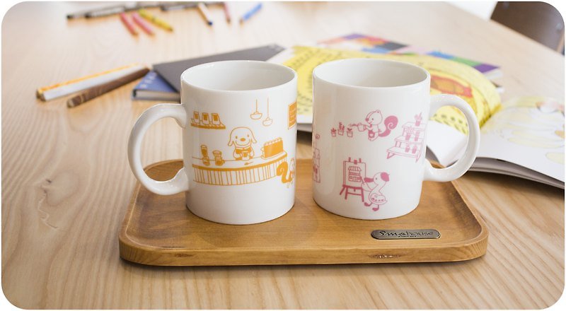 [490 yuan Christmas gift] original price 720 large mark cup group: Pink morning & afternoon time [presentation] X'mas small card coaster group - Mugs - Porcelain 