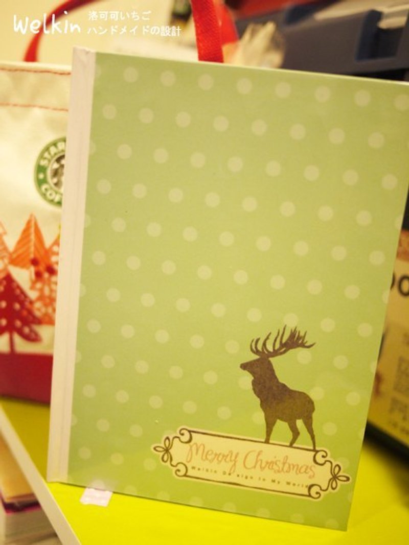 ☆° 洛可可草莓 WELKIN手創 °幸福耶誕手工書-綠點點小麋鹿 - สมุดบันทึก/สมุดปฏิทิน - กระดาษ 