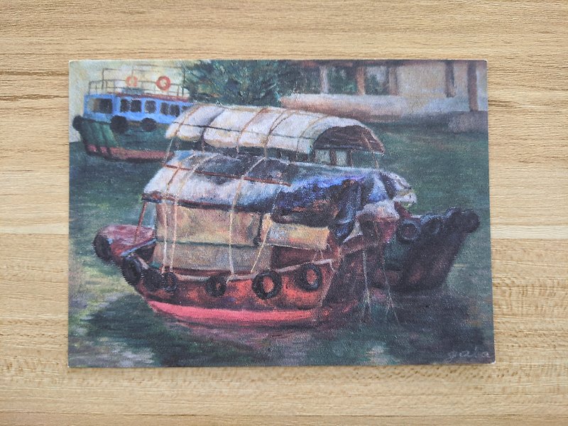 Hand drawn Postcard - Hong Kong Causeway Bay Typhoon Shelter Fishing Boat - Cards & Postcards - Paper Multicolor