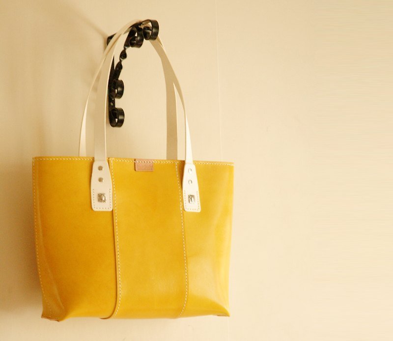 Sunshine full hard leather tote bag - Messenger Bags & Sling Bags - Genuine Leather Multicolor