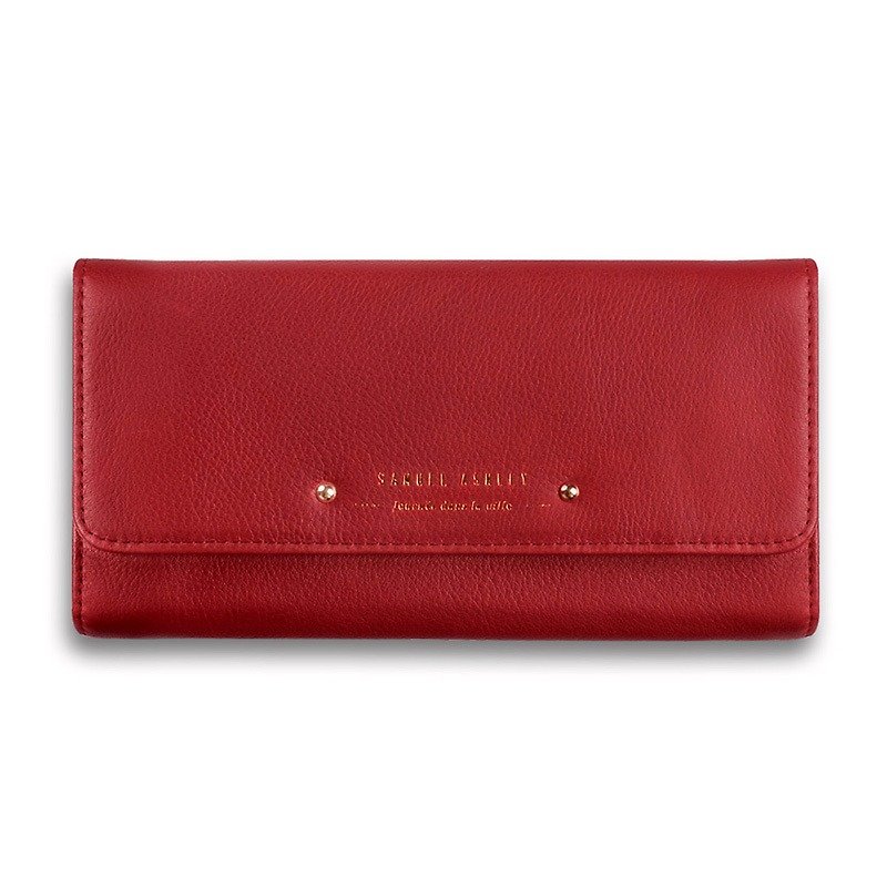 New Arrivals ◆ Samuel Ashley American soft leather split long clip - Red Dinner - Wallets - Genuine Leather Red