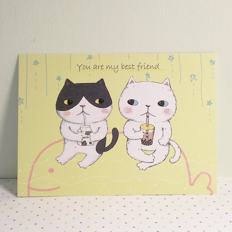 Postcard - friendship card / meow meow friends - การ์ด/โปสการ์ด - กระดาษ สีเหลือง