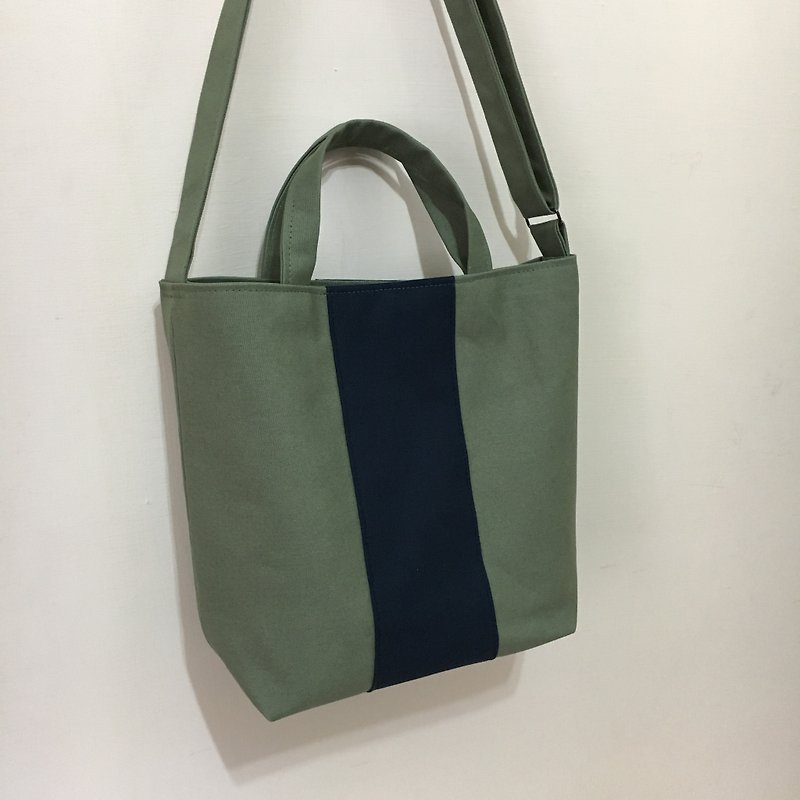 Straight shoulder bag · green gray blue green Tibet - กระเป๋าแมสเซนเจอร์ - ผ้าฝ้าย/ผ้าลินิน สีเขียว