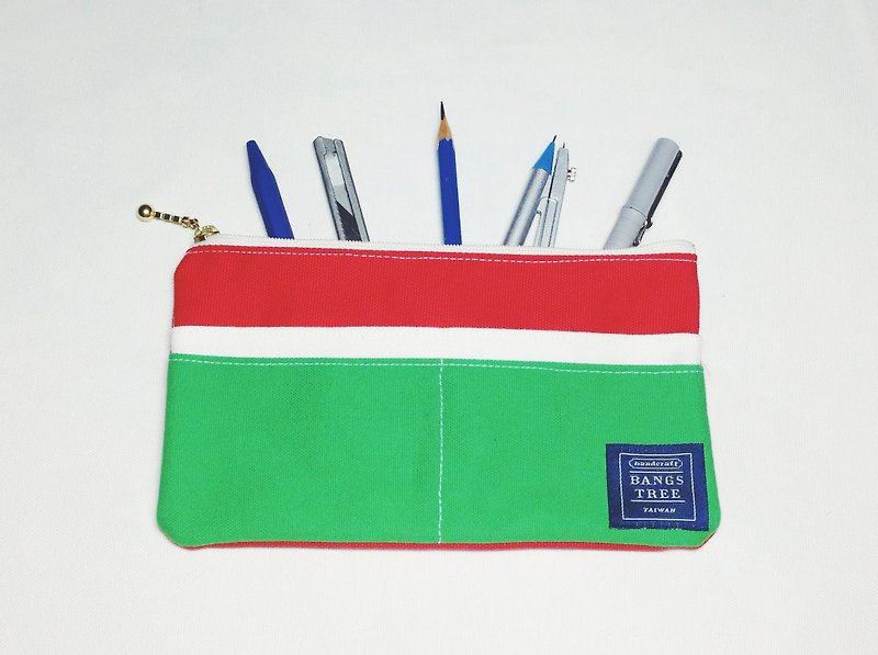 ::Bangstree:: Multifunctional Pencil case- red+white+green - กล่องดินสอ/ถุงดินสอ - วัสดุอื่นๆ สีแดง