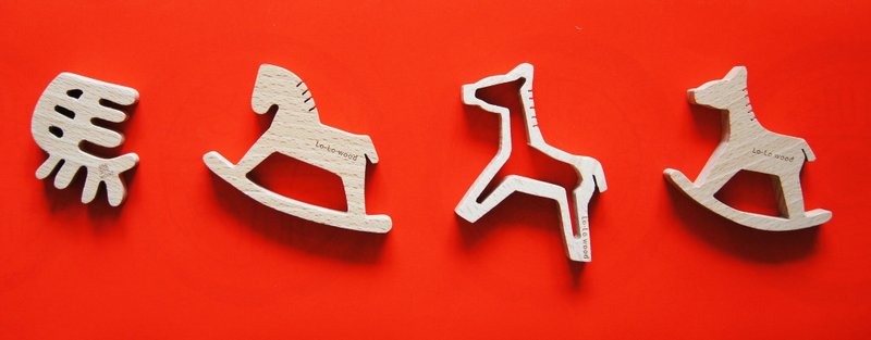 奔跑的馬兒鑰匙圈x4個 - Keychains - Wood Red