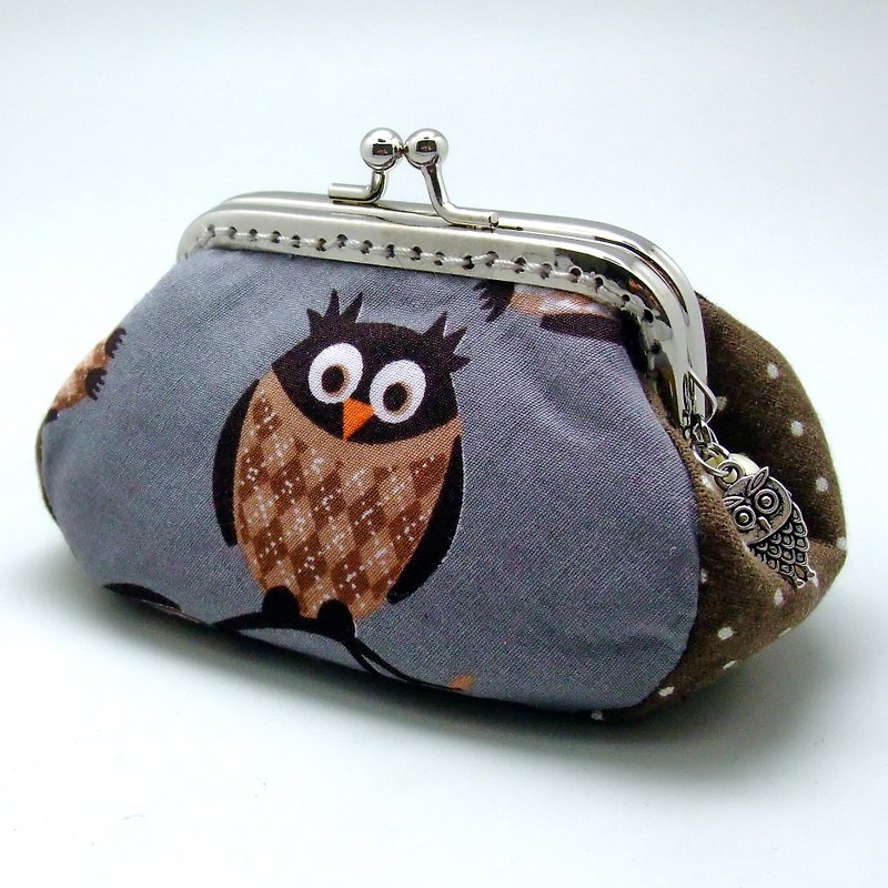 Small clutch / Coin purse (S-282) - กระเป๋าใส่เหรียญ - ผ้าฝ้าย/ผ้าลินิน สีเทา