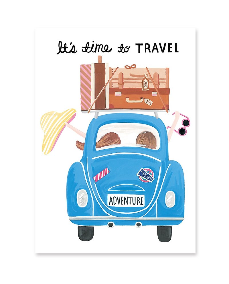 Traveling together illustration postcard / card - การ์ด/โปสการ์ด - กระดาษ สีน้ำเงิน