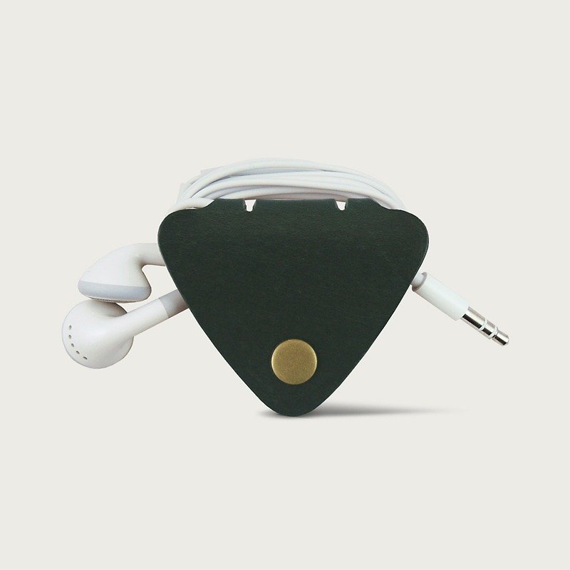 LINTZAN "handmade leather" headphone hub / Leather Storage Case - Forest Green - หูฟัง - หนังแท้ สีเขียว
