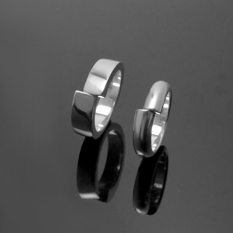 Lover Series / Generous Encounter Ring (Female) / 925 Silver - แหวนคู่ - โลหะ สีเงิน