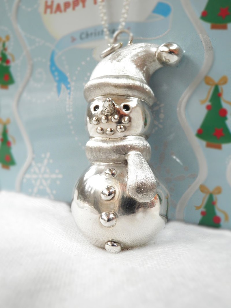 我家的雪人 (純銀項鍊 聖誕禮物 銀飾) - 項鍊 - 純銀 銀色