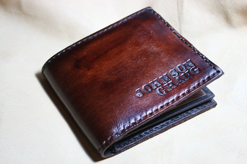 Genuine Leather Wallets Brown - Handmade leather short clip (for men)