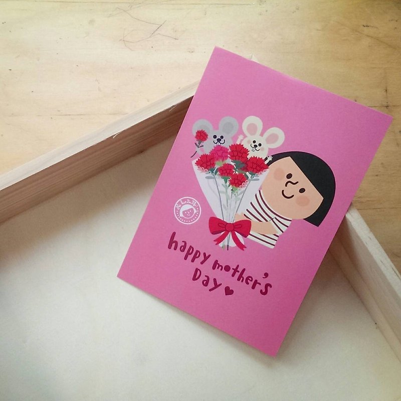 FiFi母親節明信片－媽咪我愛您 - 心意卡/卡片 - 紙 粉紅色