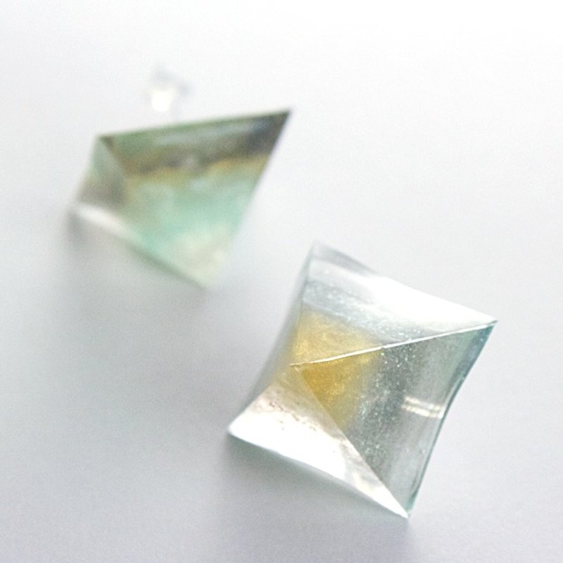 Pyramid earrings (Green) - Earrings & Clip-ons - Other Materials Green