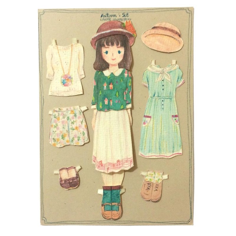 Paper doll / October Girl Set - Cards & Postcards - Paper Green